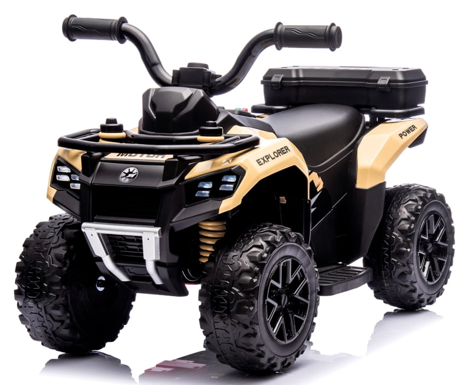 Quad dla dzieci na akumulator muzyka światło Akumulator litowo-jonowy khaki brązowo beżowy
