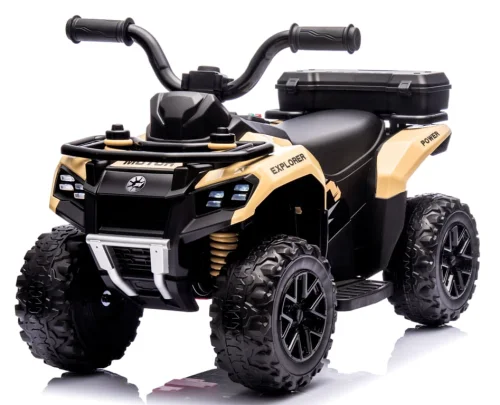 Quad dla dzieci na akumulator muzyka światło Akumulator litowo-jonowy khaki brązowo beżowy