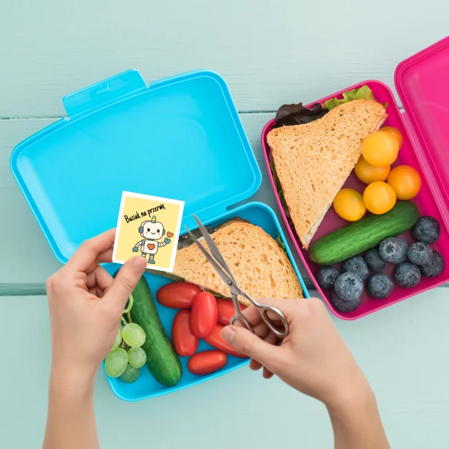 Kolorowe Karteczki do śniadaniówki dla dzieci lunchbox kotki pieski jednorożec, roboty twojadzidzia.png