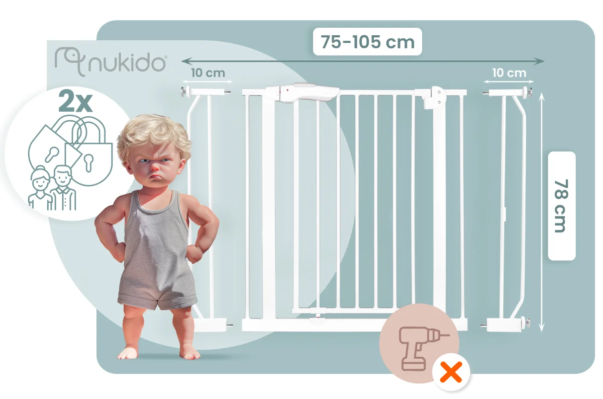 Bramka zabezpieczająca barierka rozporowa na schody biała 75-105cm.jpg