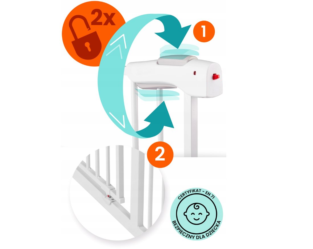 Bramka zabezpieczająca rozporowa barierka na schody biała  75-105cm.png