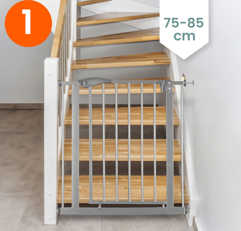 Barierka zabezpieczająca rozporowa barierka na schody dla dzieci 75-115 cm szara