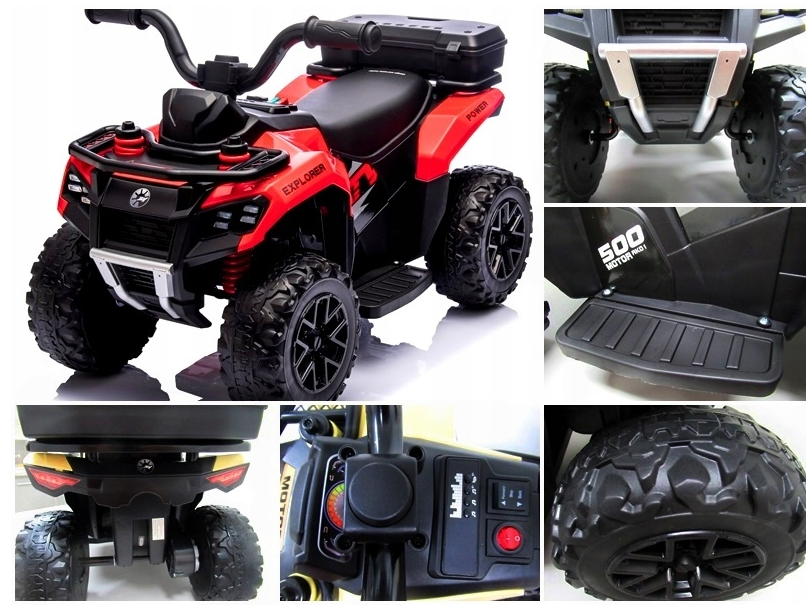 Quad na akumulator dla dzieci muzyka światło Akumulator litowo-jonowy czerwony