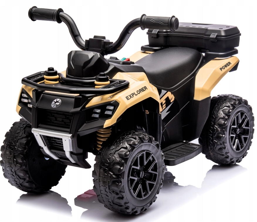Quad dla dzieci na akumulator muzyka światło Akumulator litowo-jonowy khaki brązowo beżowy