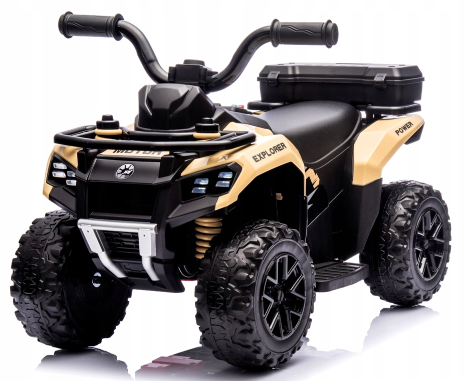 Quad dla dzieci na akumulator muzyka światło Akumulator litowo-jonowy khaki brązowo beżowy