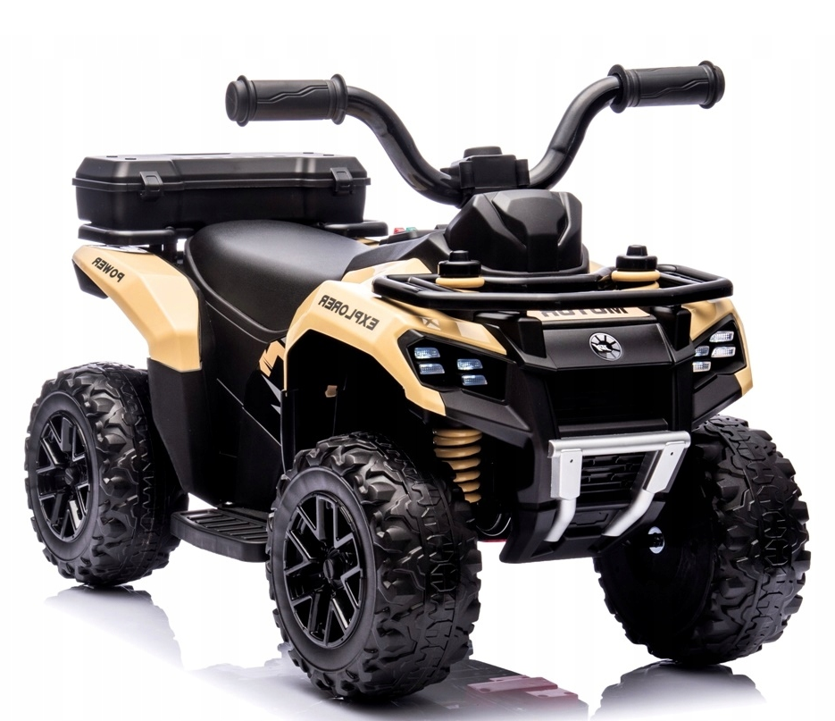 Quad dla dzieci na akumulator muzyka światło Akumulator litowo-jonowy khaki brązowo beżowy