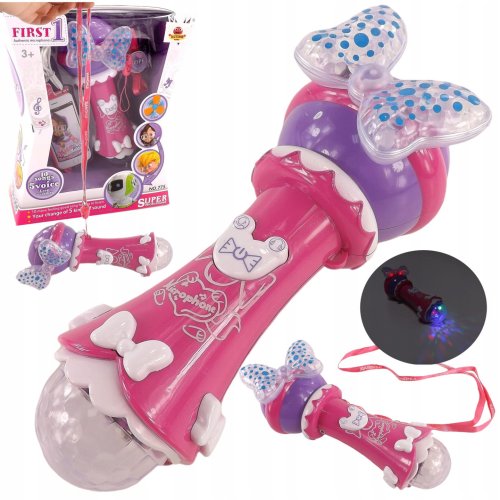 Mikrofon 10 piosenek mp3 kabel smycz światła 775r