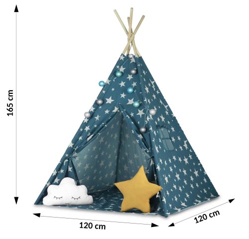 Namiot tipi dla dzieci ze światełkami - niebieski