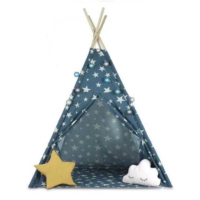 Namiot tipi dla dzieci ze światełkami - niebieski