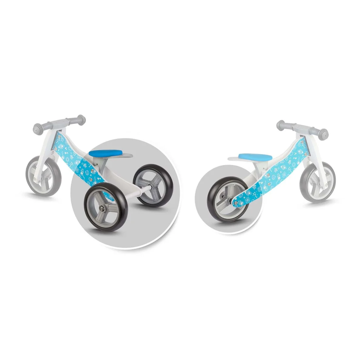 Rowerek biegowy drewniany 2w1 niebieski Ricokids RC-616
