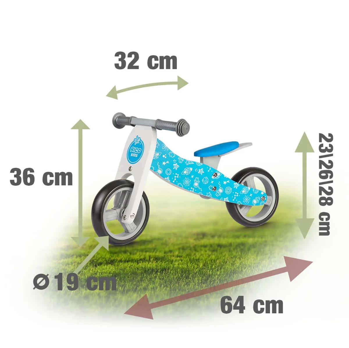 Rowerek biegowy drewniany 2w1 niebieski Ricokids RC-616