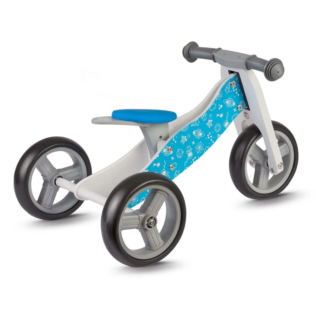 Rowerek biegowy drewniany 2w1 niebieski Ricokids RC-616