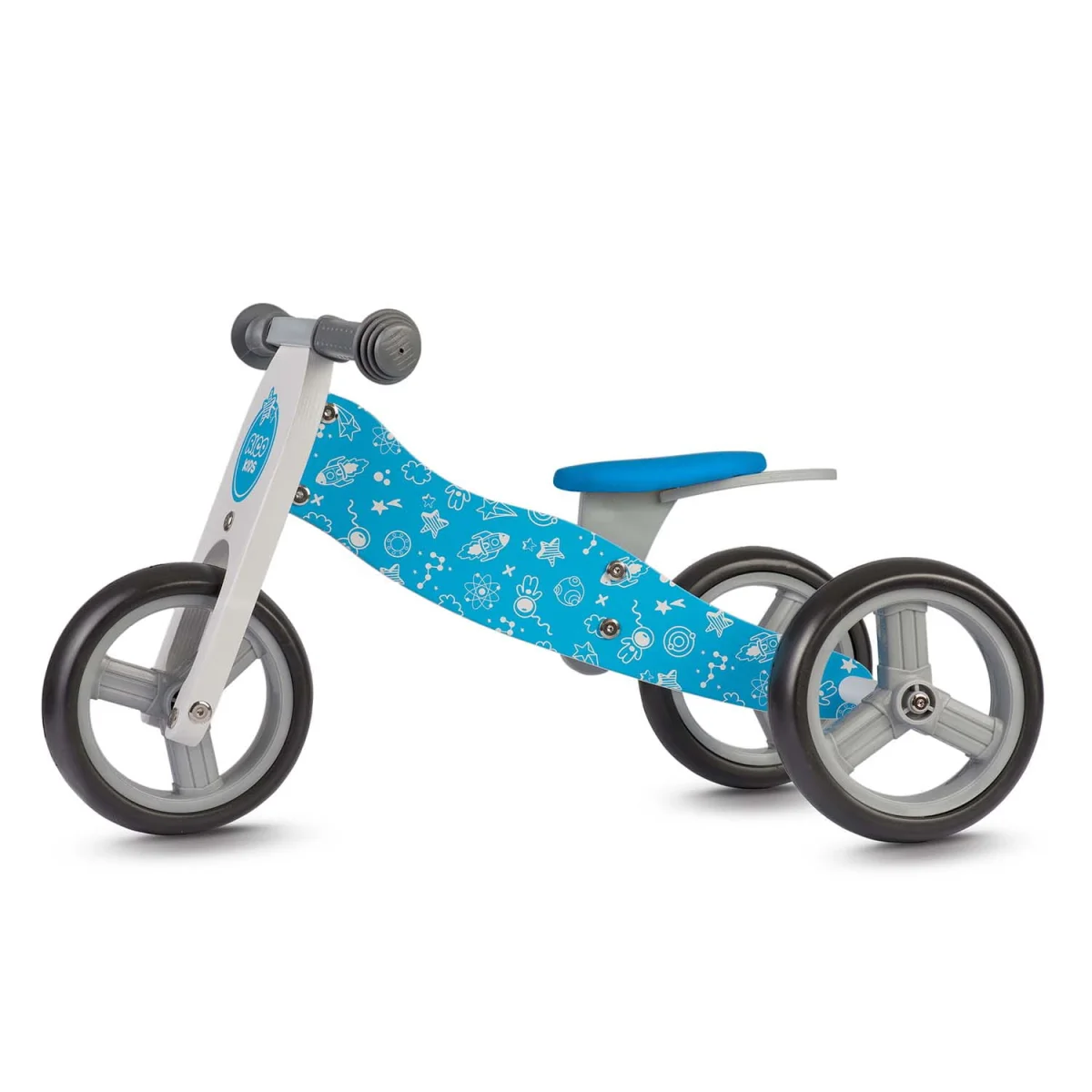 Rowerek biegowy drewniany 2w1 niebieski Ricokids RC-616