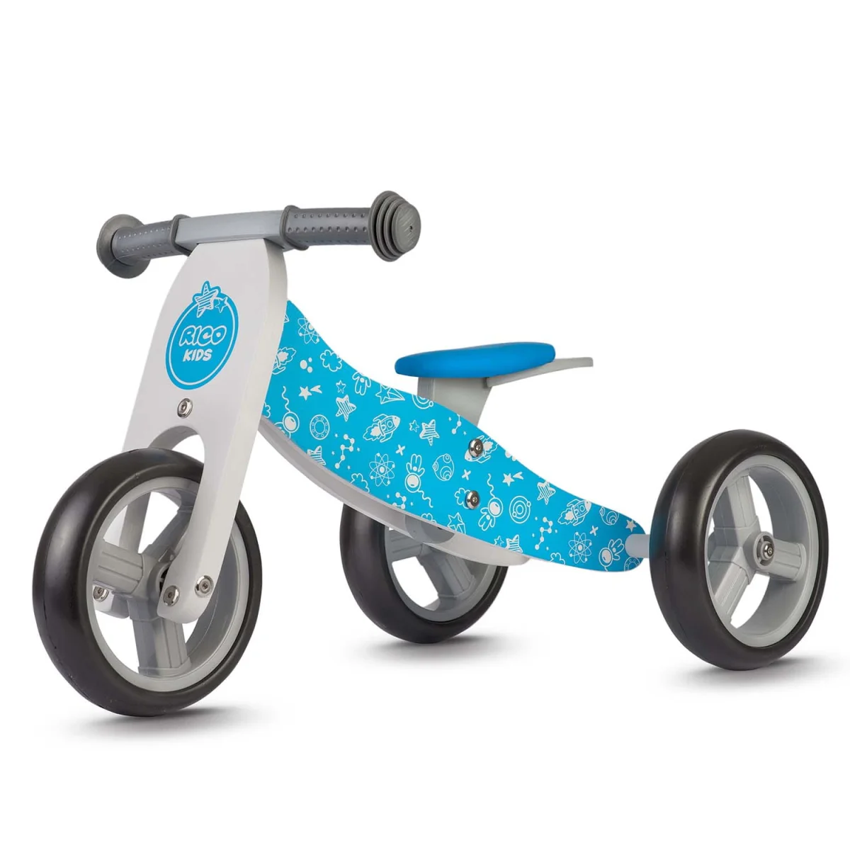Rowerek biegowy drewniany 2w1 niebieski Ricokids RC-616
