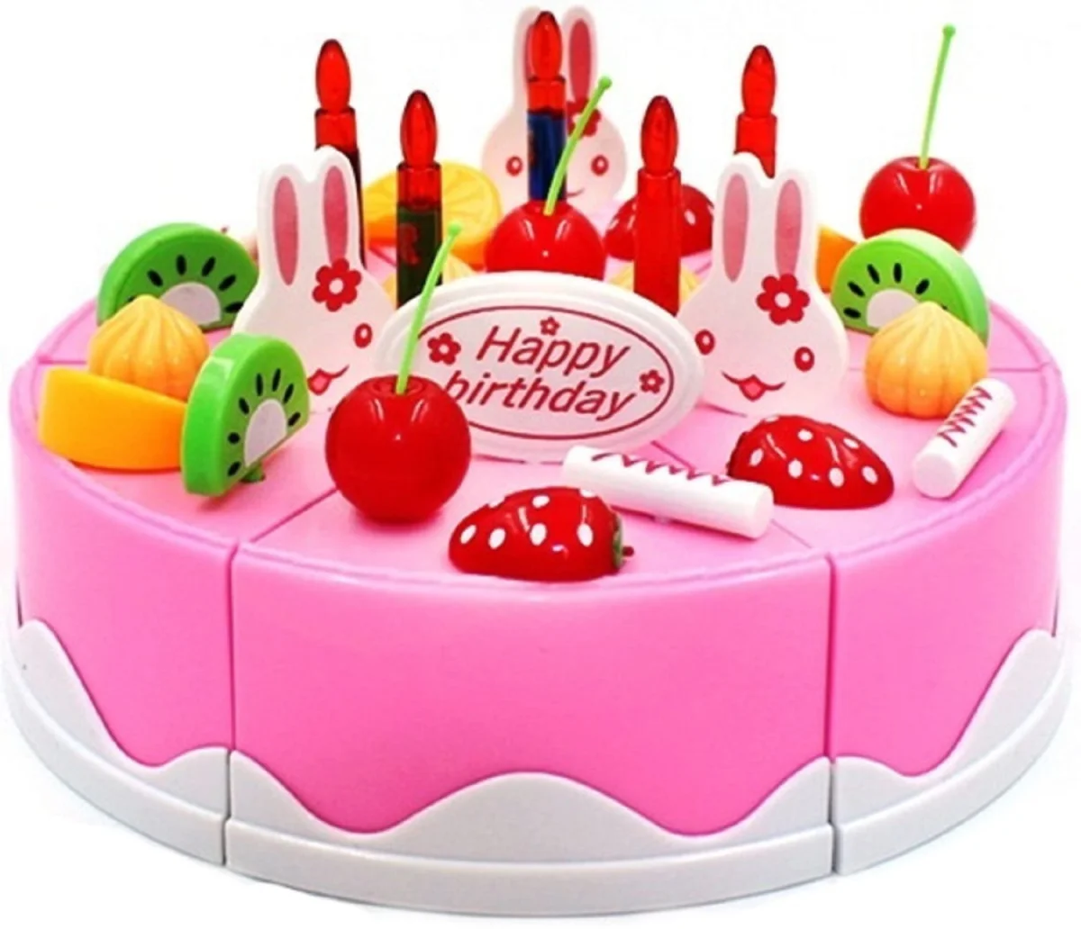 plastikowy tort na rzepy do zabawy dla dzieci różowy
