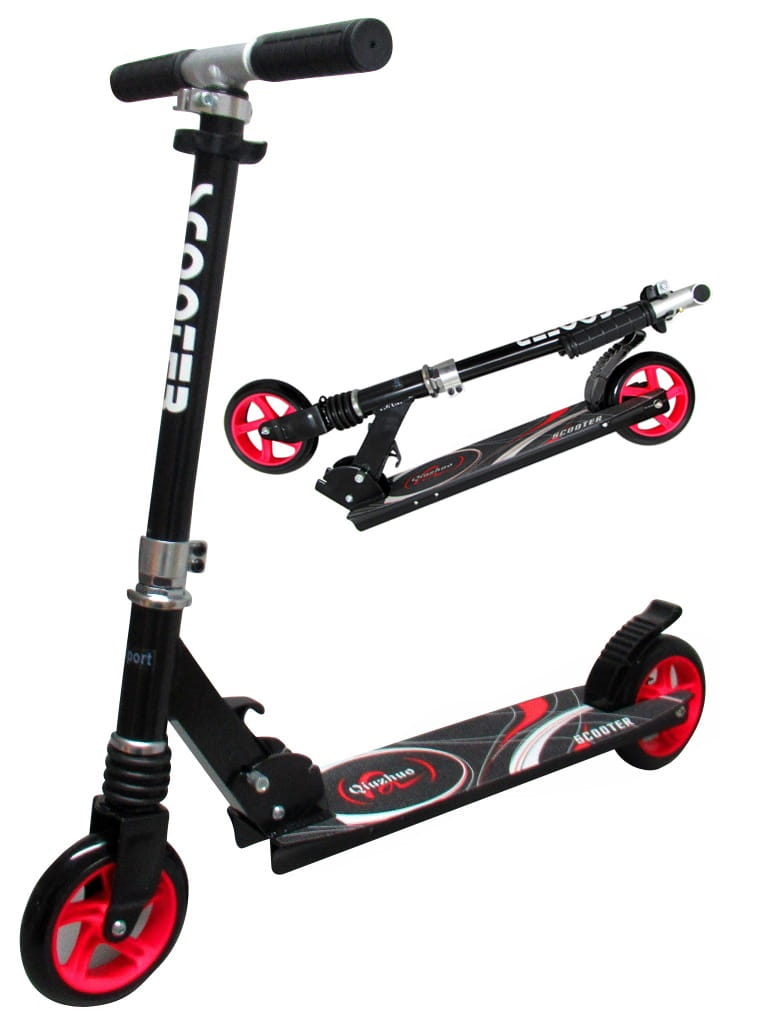 Duża Hulajnoga H7  CZARNO-CZERWONA Składana R-Sport koła 145 mm do 100 kg