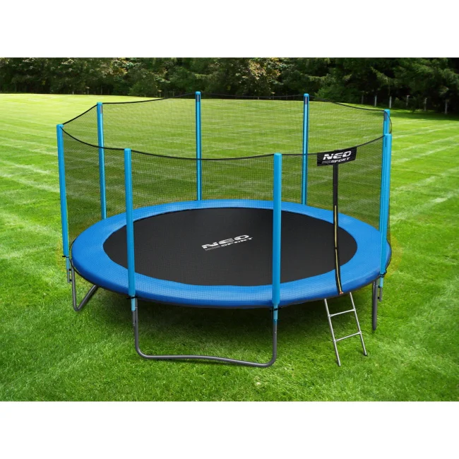 Trampolina ogrodowa 12ft/374cm z siatką zewnętrzną i drabinką Neo-Sport