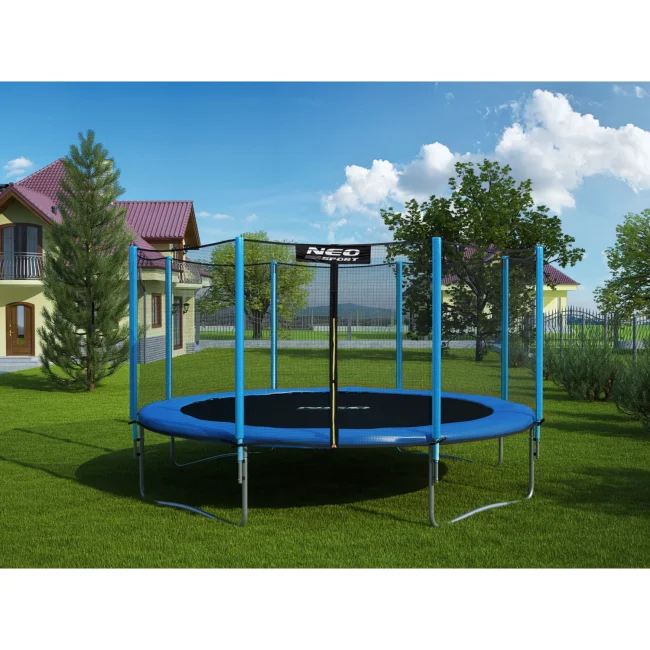 Trampolina ogrodowa 12ft/374cm z siatką zewnętrzną i drabinką Neo-Sport
