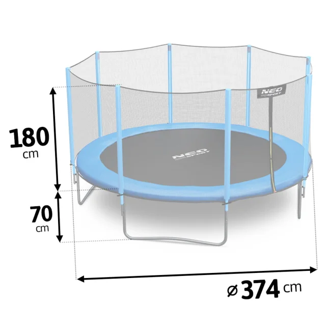 Trampolina ogrodowa 12ft/374cm z siatką zewnętrzną i drabinką Neo-Sport