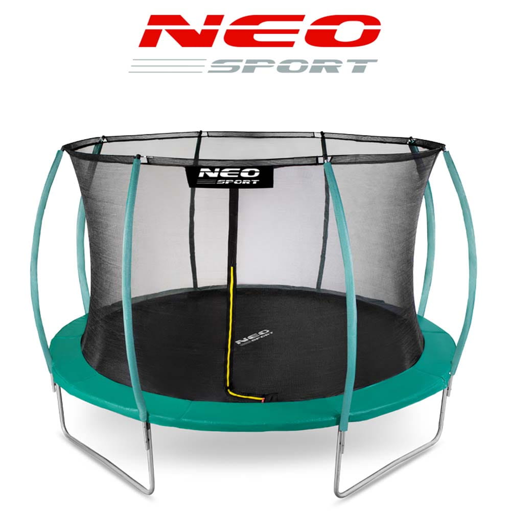 Trampolina ogrodowa 12ft/374cm z siatką, profilowanymi słupkami i drabinką Neo-Sport