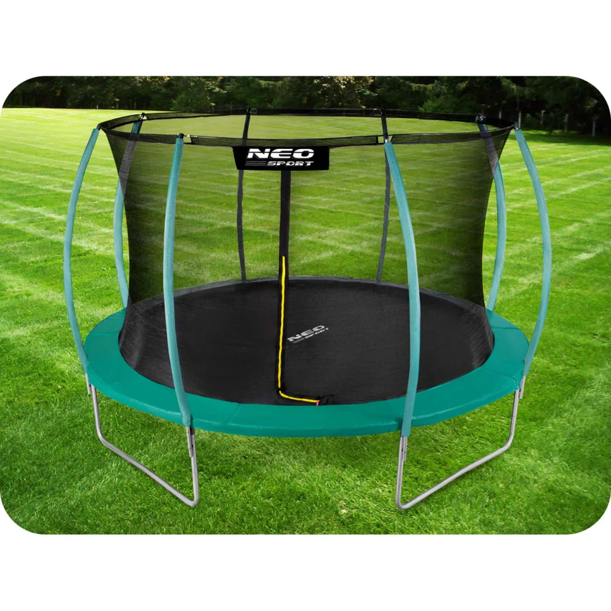 Trampolina ogrodowa 12ft/374cm z siatką, profilowanymi słupkami i drabinką Neo-Sport