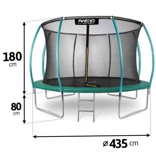 Trampolina ogrodowa 14ft/435cm z siatką, profilowanymi słupkami i drabinką Neo-Sport