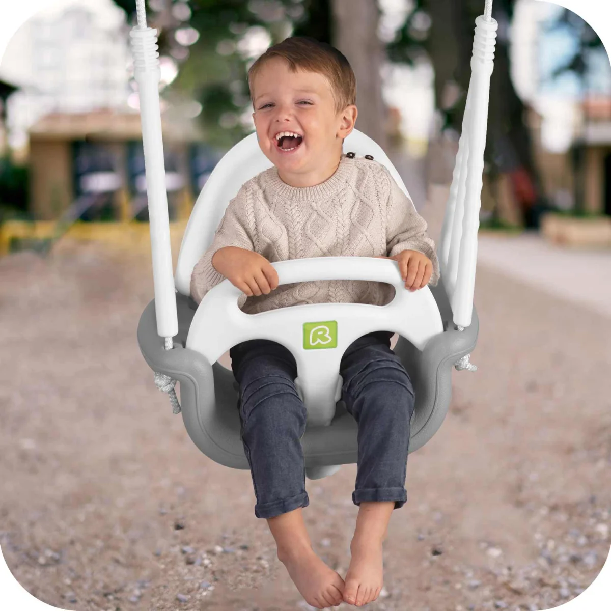 Huśtawka kubełkowa 3w1 Ricokids szaro-biała