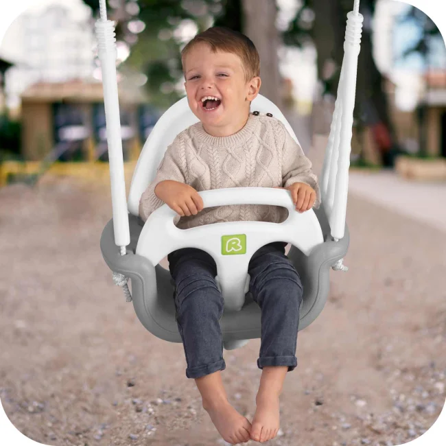 Huśtawka kubełkowa 3w1 Ricokids szaro-biała