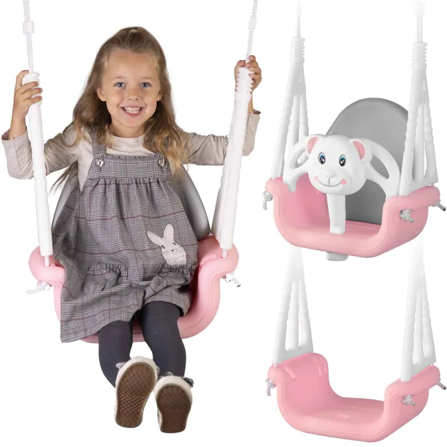 Huśtawka kubełkowa Słonik 3w1 Ricokids różowa