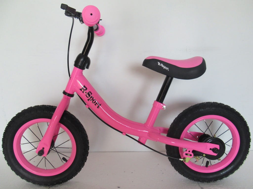 Rowerek biegowy regulowany dla chłopca i dziewczynki z hamulcem i dzwonkiem 2 latka 3 latka R3 różowy R-Sport pompowane koła twojadzidzia 3.jpg
