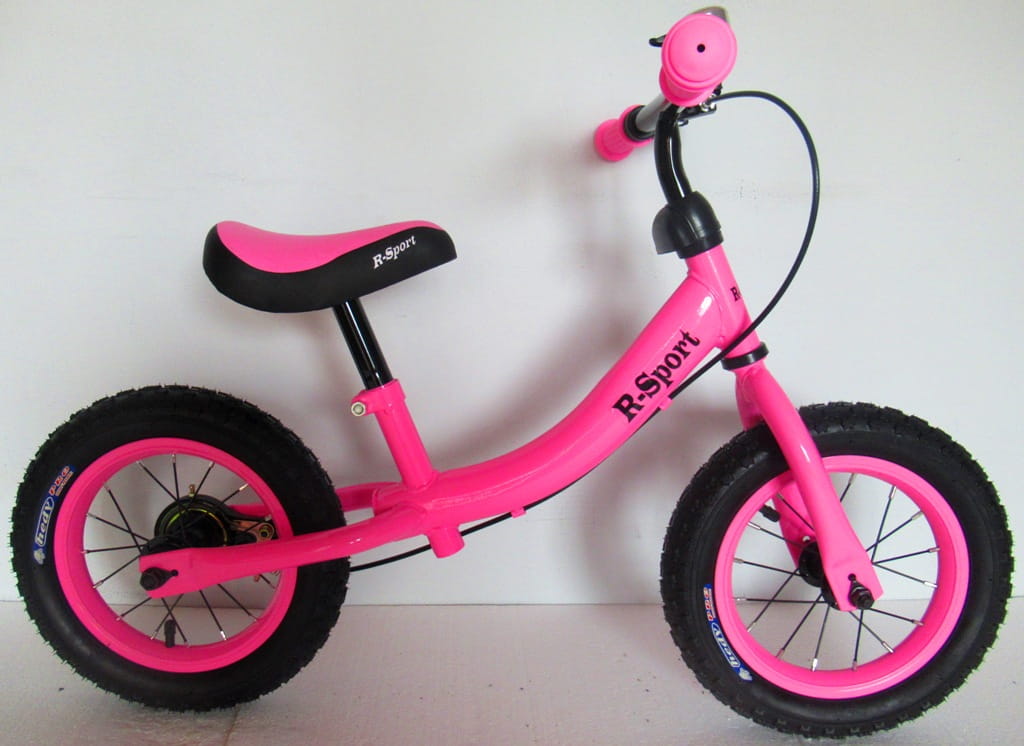 Rowerek biegowy regulowany dla chłopca i dziewczynki z hamulcem i dzwonkiem 2 latka 3 latka R3 różowy R-Sport pompowane koła twojadzidzia 4.jpg