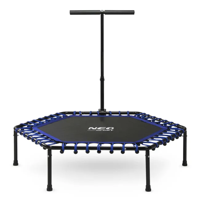 Trampolina fitness z uchwytem 127 cm Neo-Sport - sześciokątna niebieska