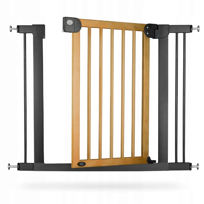 Barierka bramka zabezpieczająca na schody metal + drewno, bramka rozporowa czarna 76 do 104 cm twojadzidzia.pl.jpg