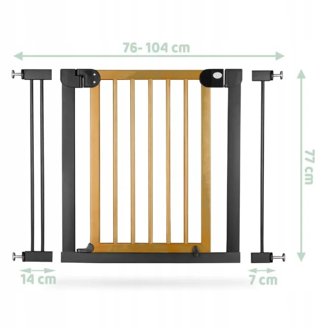 Barierka bramka zabezpieczająca na schody metal + drewno, bramka rozporowa czarna 76 do 104 cm twojadzidzia.pl4.jpg