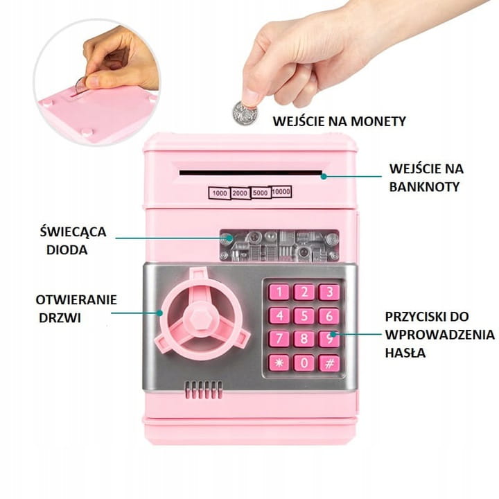 Skarbonka bankomat sejf dla dzieci wpłatomat monet banknotów pieniądze dla dzieci Lt232 twojadzidzia.pl3.jpg
