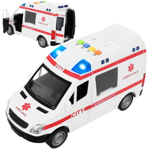 auto ambulans pogotowie ratunkowe karetka otwierane drzwi swiatlo dzwieki