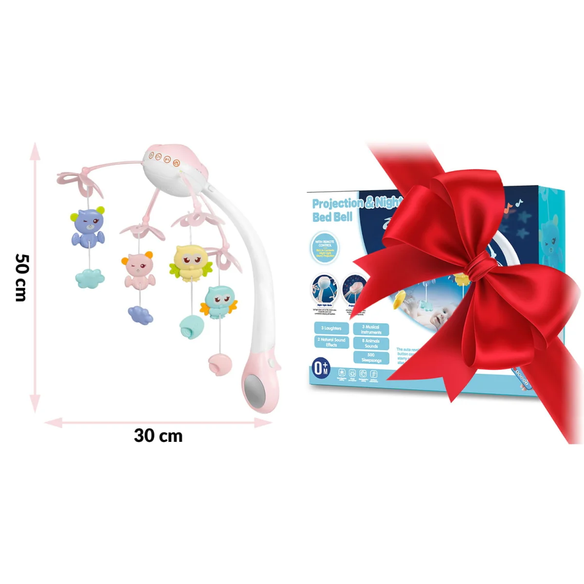 Karuzela do łóżeczka z projektorem RK-813 różowa