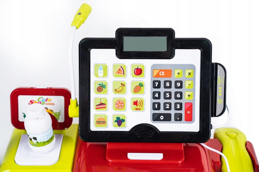 supermarket kasa sklepowa z mikrofonem