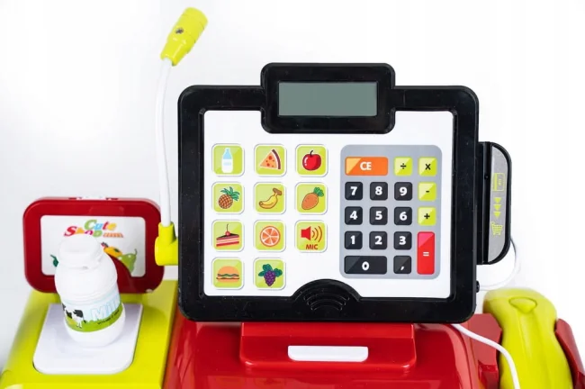 supermarket kasa sklepowa z mikrofonem