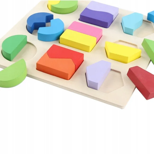3 x drewniane układanki figury montessori 48el