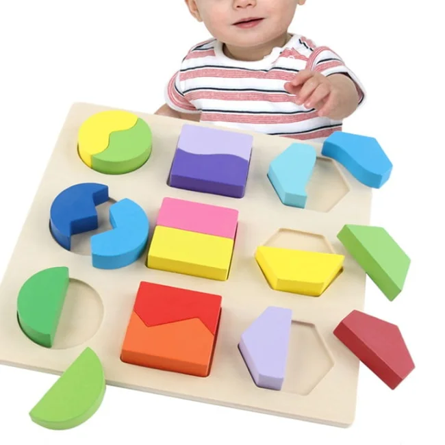 3 x drewniane układanki figury montessori 48el