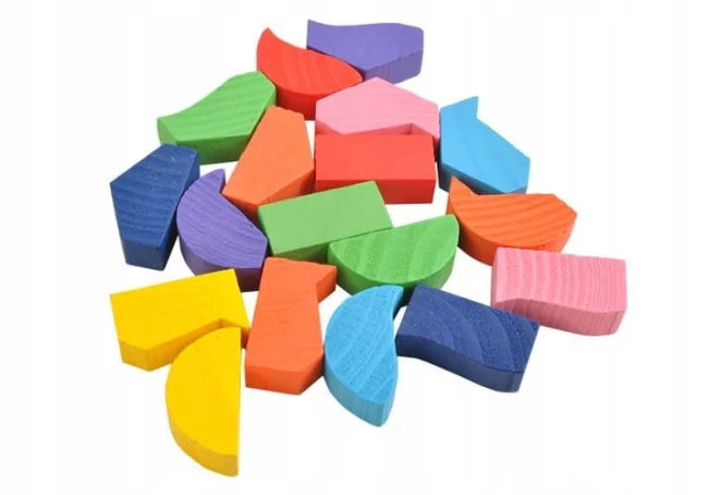 3 x drewniane układanki figury montessori 48el
