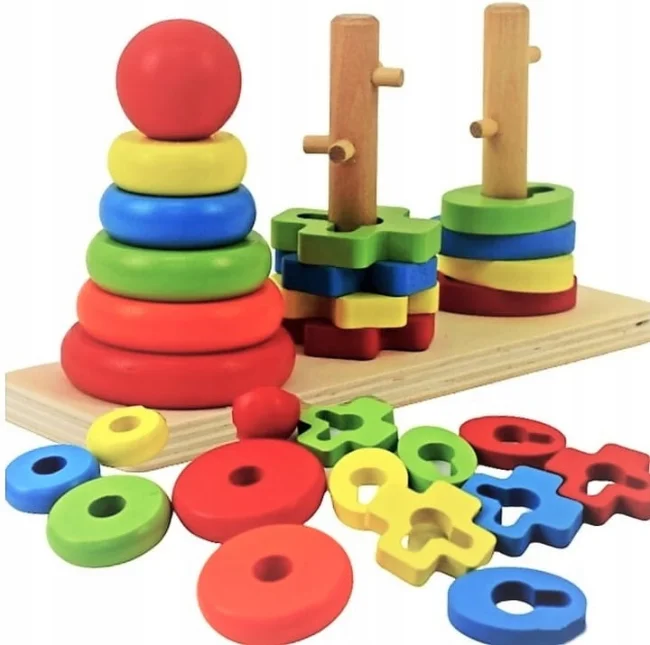 sorter układanka logiczno zręcznościowa drewniana montessori