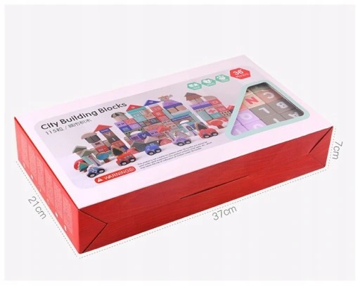 drewniane klocki miasto auta 115 klocków 152 elementy+puzzle