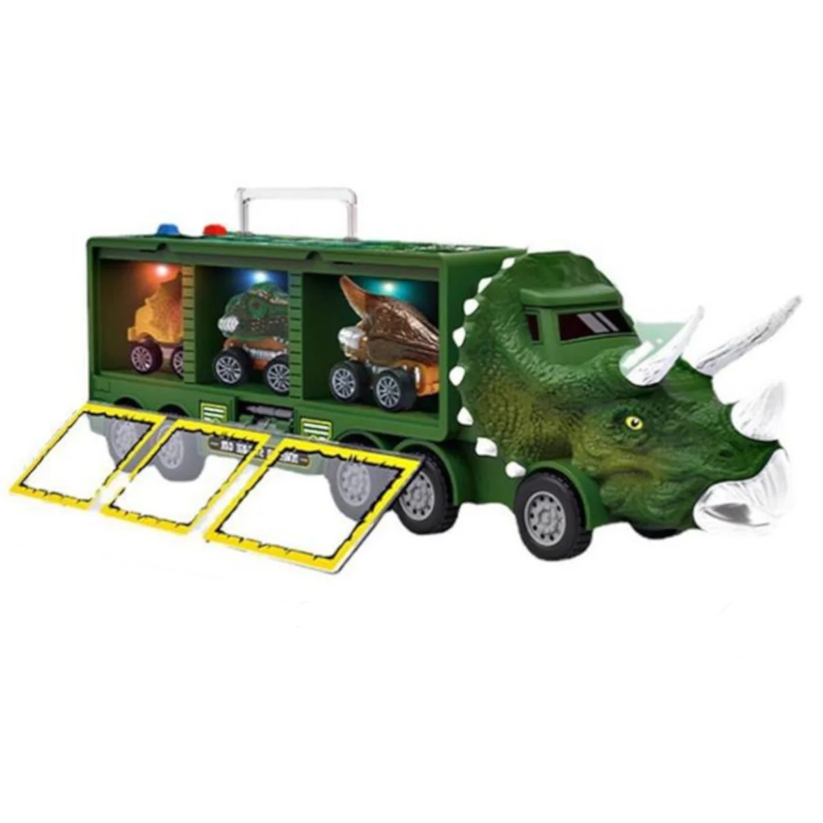 Ciężarówka tir laweta otwierana dla chłopca + 3 auta dinozaury