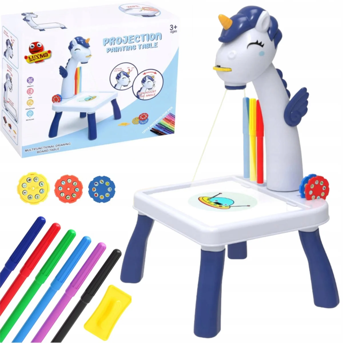 Projektor do rysowania ze stolikiem jednorożec dla dziewczynki