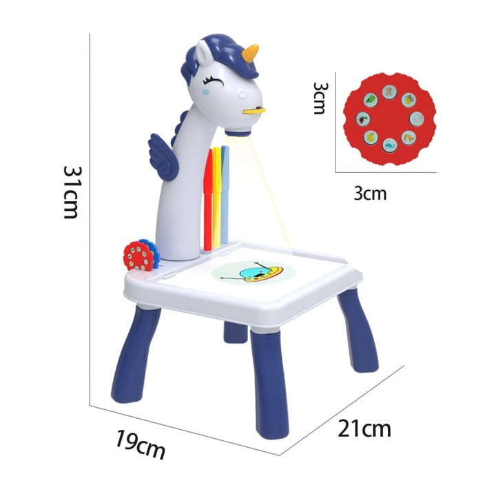 Projektor do rysowania ze stolikiem jednorożec dla dziewczynki
