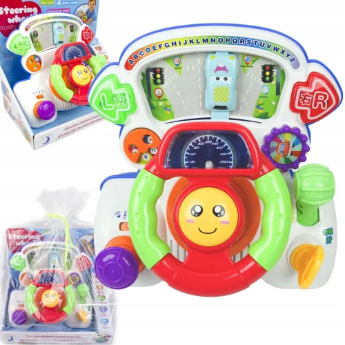 INTERAKTYWNA KIEROWNICA MUZYCZNA 4 TRYBY ZABAWY ŚWIATŁA DŹWIĘKI DUŻA