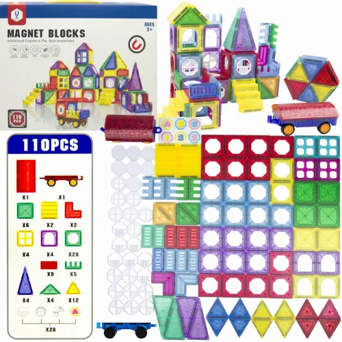 Kreatywny zestaw klocki konstrukcyjne klocki magnetyczne duże panele 110 el