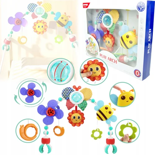 PAŁĄK ZAWIESZKA DO WÓZKA ŁÓŻECZKA FOTELIKA KOLOROWY ZESTAW GRZECHOTEK